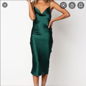 Green Zara Silk Slip Dress